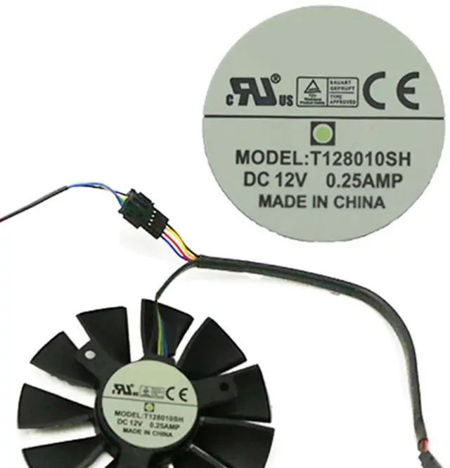 Alt view image 5 of 6 - 5Pin Graphics Card Cooling Fans Suitable forASUS R9 370 Strix GTX 1060 1050 1050Ti 960 950 750ti Series Desktop T128010SH 12V 75mm 0.25A 5Pin Video Card Cooler Fans GPU Fan