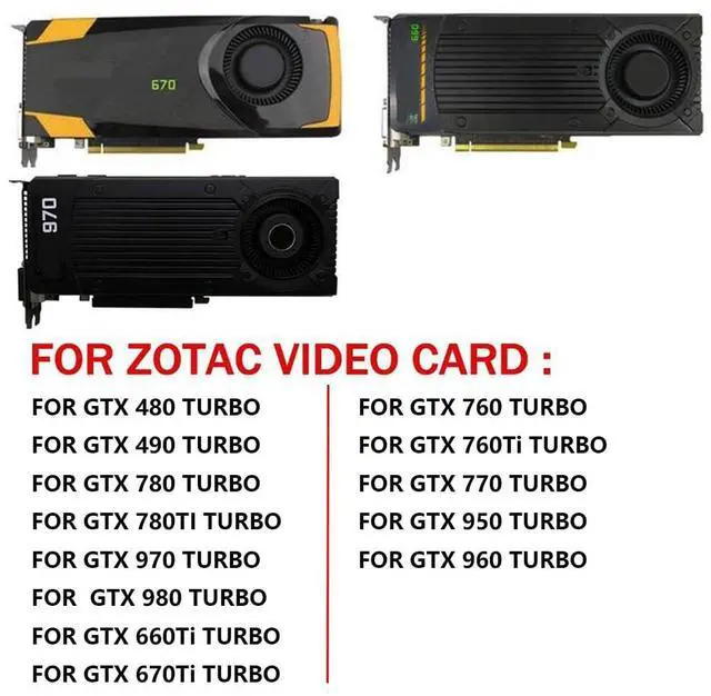 Alt view image 3 of 6 - Graphics Card Cooling Fans Replacement forZOTAC GTX 480 490 780 780TI 970 980 660Ti 670Ti 760 760Ti 770 950 960 Turbo Series BFB0712HF 66mm 12V 1.8A 4Pin Video Card Cooler Fans GPU Fan