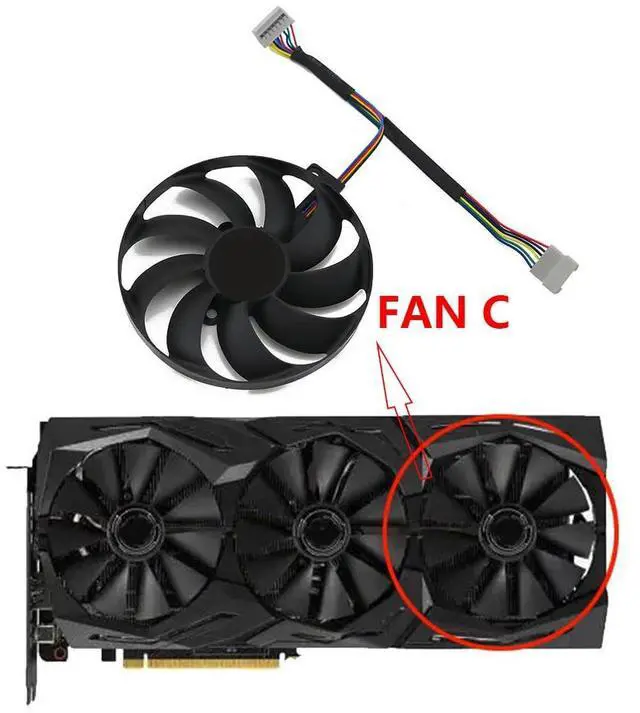 Alt view image 2 of 6 - Graphics Card Cooling Fans Suitable forASUS ROG Strix RX 5700 5700XT 5600XT Gaming RTX 2060 2060S EVO 2070S 2080 2080S 2080Ti Series Desktop T129215SU 87mm 12V 0.50A 7Pin GPU Fan (Fan-C)