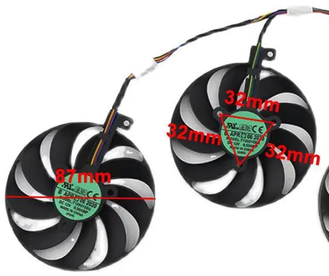 Alt view image 4 of 6 - Graphics Card Cooling Fans Suitable forASUS ROG Strix RX 5700 5700XT 5600XT Gaming RTX 2060 2060S EVO 2070S 2080 2080S 2080Ti Series Desktop T129215SU 87mm 12V 0.50A 7Pin GPU Fan (Fan-C)