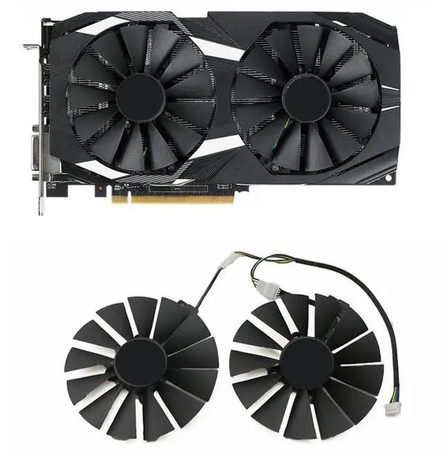 Alt view image 2 of 6 - Graphics Card Cooling Fans Suitable forASUS Dual RX 580 for ROG Strix RX 470 570 GTX 1050 1050Ti Gaming Series Desktop FDC10M12S9-C 95mm 12V 0.25A 4Pin Video Card Cooler Fans GPU Fan (2PCS)