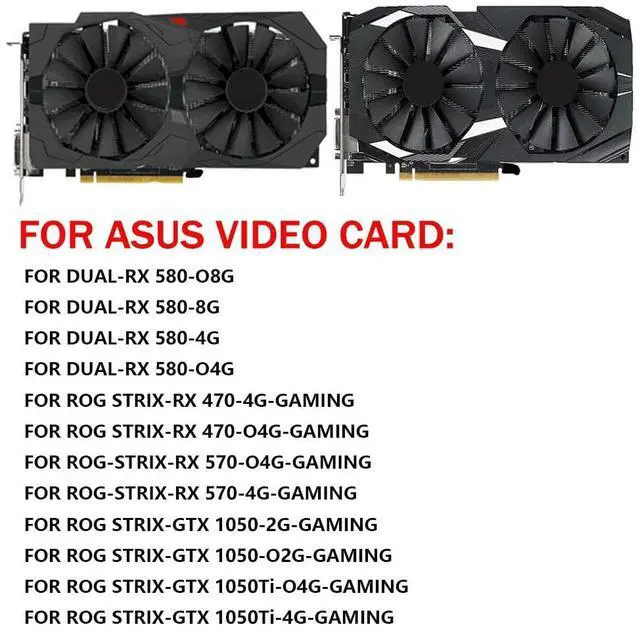 Alt view image 3 of 6 - Graphics Card Cooling Fans Suitable forASUS Dual RX 580 for ROG Strix RX 470 570 GTX 1050 1050Ti Gaming Series Desktop FDC10M12S9-C 95mm 12V 0.25A 4Pin Video Card Cooler Fans GPU Fan (2PCS)