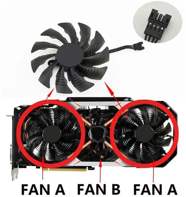 Alt view image 2 of 6 - Graphics Card Cooling Fans Suitable forGigabyte forAORUS GTX 1070 1080 1080ti Xtreme Series Desktop PLD10015B12H 95mm 12V 0.55A 4Pin Video Card Cooler Fans GPU Fan (Fan-A)