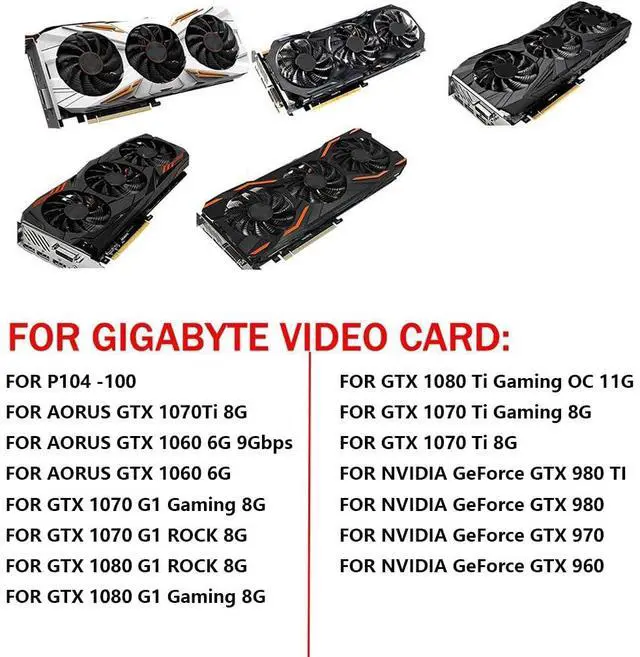 Alt view image 3 of 6 - 3pcs/ lot Graphics Card Cooling Fans Suitable forGigabyte forAORUS GTX 1060 1070 1080 G1 GTX 1070Ti 1080Ti Gaming forNVIDIA GTX 960 970 980Ti P104 Desktop T128010SU 78mm 12V 0.50A 4Pin GPU Fan (3PCS)