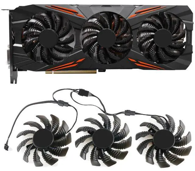 Alt view image 2 of 6 - 3pcs/ lot Graphics Card Cooling Fans Suitable forGigabyte forAORUS GTX 1060 1070 1080 G1 GTX 1070Ti 1080Ti Gaming forNVIDIA GTX 960 970 980Ti P104 Desktop T128010SU 78mm 12V 0.50A 4Pin GPU Fan (3PCS)