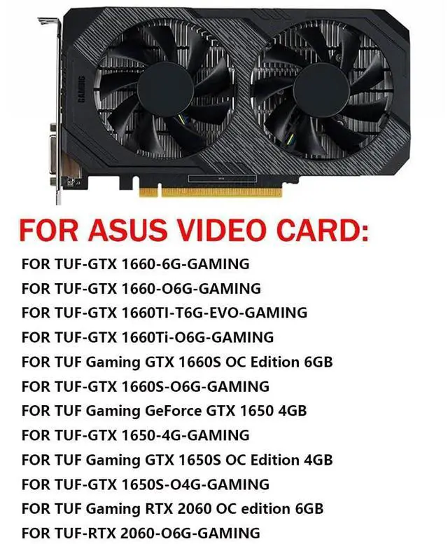 Alt view image 3 of 6 - Graphics Card Cooling Fans Suitable forASUS TUF GTX 1650 1650S 1660 1660S 1660Ti Gaming for TUF RTX 2060 Gaming Series Desktop FD8015U12D 75mm 12V 0.50A 6Pin Video Card Cooler Fans GPU Fan (Fan-A)