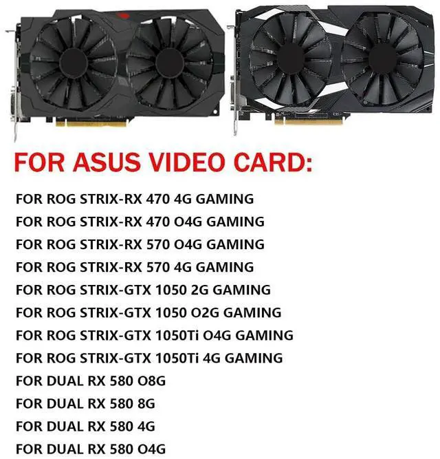 Alt view image 3 of 6 - Graphics Card Cooling Fans Suitable forASUS ROG Strix RX 470 570 GTX 1050 1050Ti Gaming for Dual RX 580 Series Desktop T129215SM 95mm 12V 0.25A 4 Pin Video Card Cooler Fans GPU Fan (2PCS)