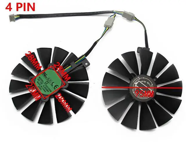 Alt view image 4 of 6 - Graphics Card Cooling Fans Suitable forASUS ROG Strix RX 470 570 GTX 1050 1050Ti Gaming for Dual RX 580 Series Desktop T129215SM 95mm 12V 0.25A 4 Pin Video Card Cooler Fans GPU Fan (2PCS)