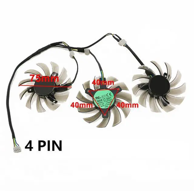 Alt view image 4 of 6 - Graphics Card Cooling Fans Suitable forGigabyte GTX 560Ti 570 580Ti 660 670 680 760 770 780 780Ti 1070 R9 290 GV N560 N570 N580Ti N660 N670 N680 N760 N770 N780 N780Ti Series Desktop 75mm (3PCS)