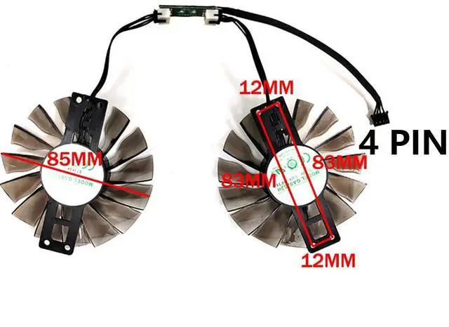 Alt view image 4 of 6 - Graphics Card Cooling Fans Suitable for MAXSUN PALIT EMTEK GTX 950 960 970 1060 Jetstream Series Desktop GA92S2H 85mm 12V 0.35A 4Pin Video Card Cooler Fans GPU Fan (Fan-A)