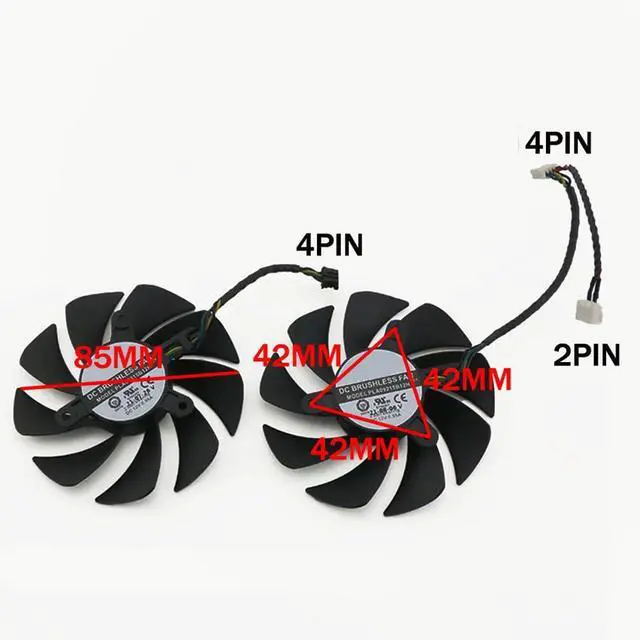 Alt view image 4 of 6 - Graphics Card Cooling Fans Suitable forDELL forLenovo RTX 3060Ti 3070 3080 3090 Series Desktop PLA09215B12H 85mm 12V 0.55A 4Pin + 2PIN Video Card Cooler Fans GPU Fan (Fan-A)