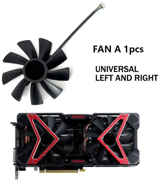 Alt view image 2 of 6 - Graphics Card Cooling Fans Suitable forPowerColor forDATALAND RX 580 590 5700 5700XT 5600XT X Warlord X Ares Plus Series Desktop GAA8S2U 100mm 12V 0.45A 4Pin Video Card Cooler Fans (Fan-A)