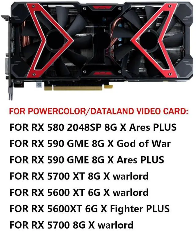 Alt view image 3 of 6 - Graphics Card Cooling Fans Suitable forPowerColor forDATALAND RX 580 590 5700 5700XT 5600XT X Warlord X Ares Plus Series Desktop GAA8S2U 100mm 12V 0.45A 4Pin Video Card Cooler Fans (Fan-A)