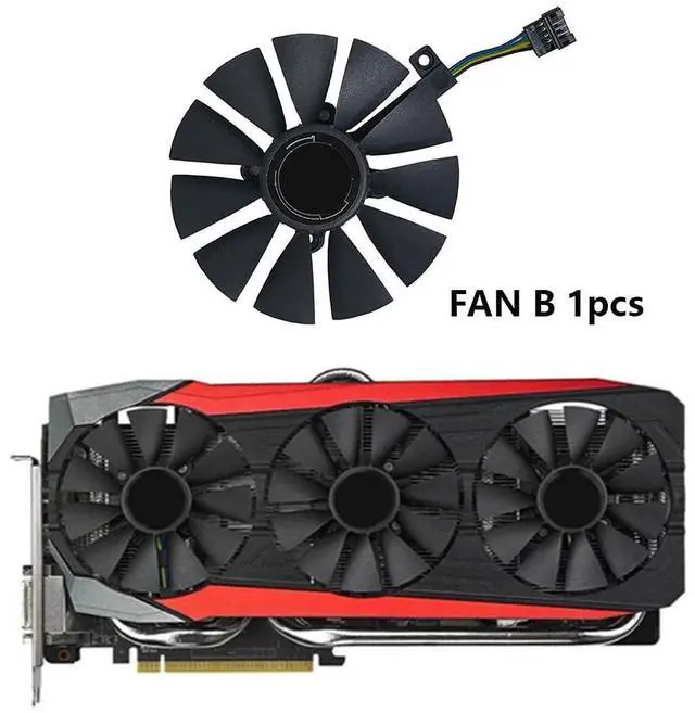 Alt view image 2 of 6 - Graphics Card Cooling Fans Suitable forASUS ROG Strix RX VEGA64 VEGA56 RX 480 580 GTX 980TI 1060 1070 1070Ti 1080 1080Ti Series Desktop PLD09210S12HH 87mm 12V 0.40A 6Pin (Fan-B)