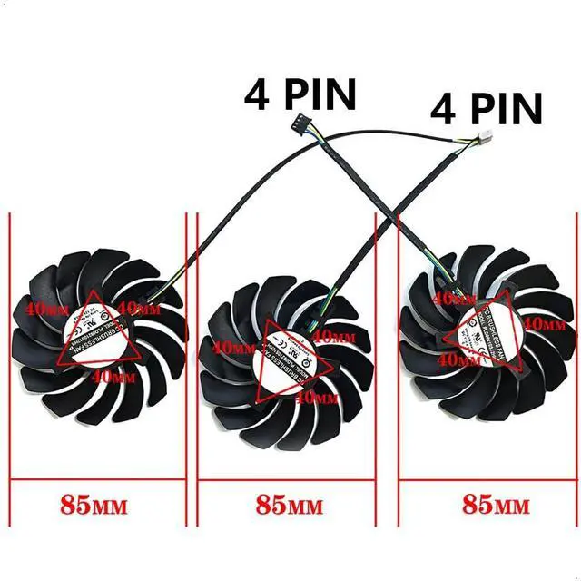 Alt view image 3 of 6 - Graphics Card Cooling Fans Suitable forMSI RTX 3060 3060Ti 3070 3070TI 3080 3080TI 3090 Ventus 3X Series Desktop PLD09210S12HH PLD09210B12HH 85mm 12V 0.40A 4Pin Video Card Cooler Fans GPU Fan