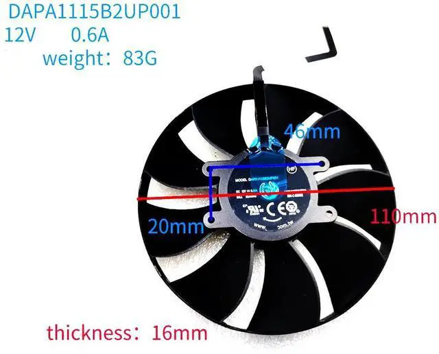 Alt view image 4 of 6 - Graphics Card Cooling Fans Suitable forNVIDIA GeForce RTX 3090 3090TI FE Founders Edition Series Desktop 110MM AFB1112HD-00 DAPA1115B2UP001 12V 0.6A 0.9A 6PIN Video Card Cooler Fans GPU Fan (Fan-A)
