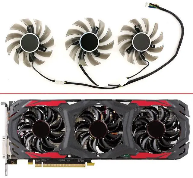 Alt view image 2 of 6 - Graphics Card Cooling Fans Suitable forPowerColor forDATALAND RX 480 570 4GB Red Devil Series Desktop T128010SU 75mm 12V 0.35A 4Pin Video Card Cooler Fans GPU Fan