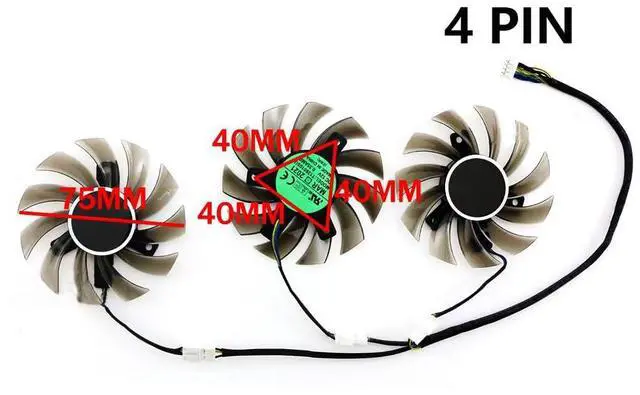 Alt view image 4 of 6 - Graphics Card Cooling Fans Suitable forPowerColor forDATALAND RX 480 570 4GB Red Devil Series Desktop T128010SU 75mm 12V 0.35A 4Pin Video Card Cooler Fans GPU Fan