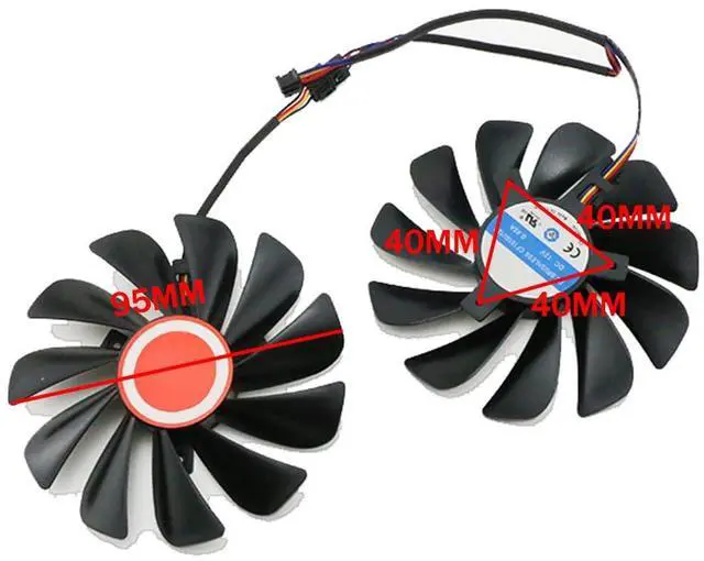 Alt view image 3 of 5 - Graphics Card Cooling Fans Suitable forXFX Radeon RX 590 Fathboy RX 580 GTS Vega 56 Vega 64 Series Desktop CF1010U12S 95mm 12V 0.45A 4Pin Video Card Cooler Fans GPU Fan