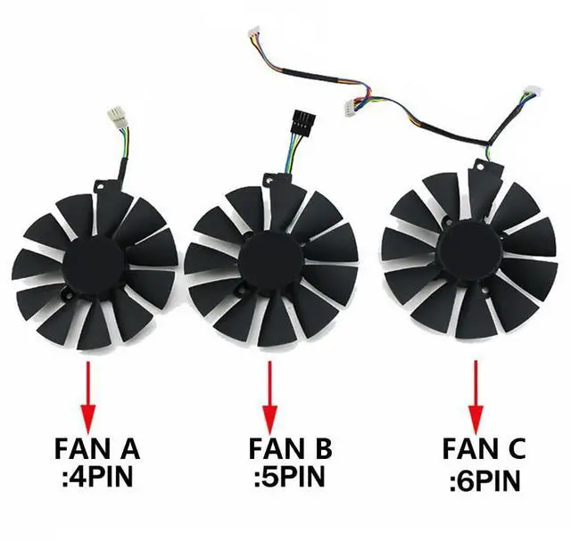 Alt view image 5 of 6 - Graphics Card Cooling Fans Replacement forASUS ROG Strix GTX 1060 1070 1070Ti 1080 1080Ti RX VEGA56 VEGA64 480 580 FURY390 390X Series T129215SU/SM 87mm 12V 0.5A 6Pin GPU Fan (Fan-A)