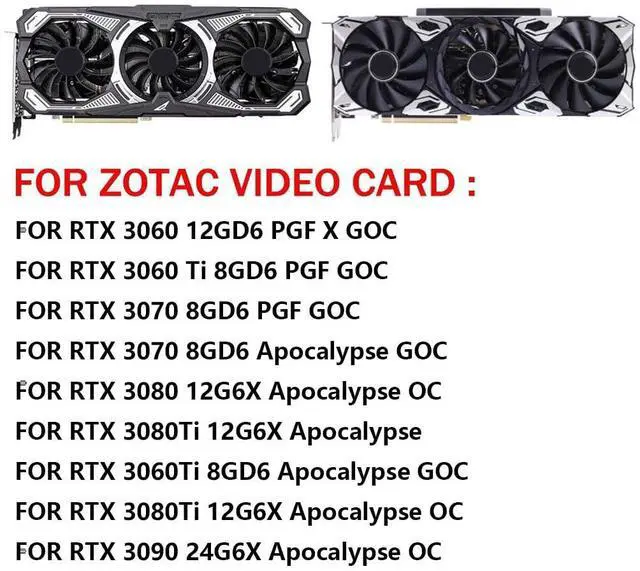 Alt view image 3 of 6 - Graphics Card Cooling Fans Suitable forZOTAC RTX 3060 3060ti 3070 3080 3080TI 3090 PGF GOC/Apocalypse OC Series Desktop 87mm GA92S2U 12V 0.46A 4Pin Video Card Cooler Fans GPU Fan