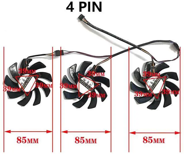 Alt view image 4 of 6 - Graphics Card Cooling Fans Suitable forforAMD RX 6750XT 6800 6800XT 6900XT 6950XT Series Desktop FDC10H12S9-C 85mm 12V 0.35A 4Pin Video Card Cooler Fans GPU Fan