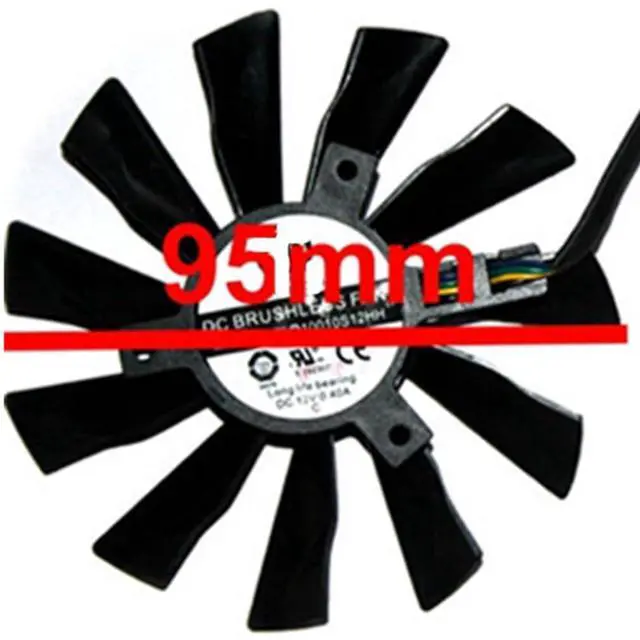 Alt view image 6 of 6 - Graphics Card Cooling Fans Suitable forMSI R9 290X 290 285 280X 280 570X 270 260X GTX 660 750 750TI 760 770 780 780TI Twin Frozr Series Desktop PLD10010S12HH 95mm 12V 0.4A 4Pin Video Card Cooler Fans