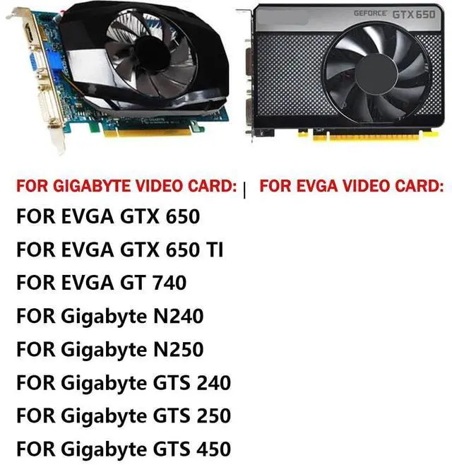 Alt view image 3 of 6 - Graphics Card Cooling Fans Suitable forEVGA GTX 650 650TI GT 740 forGigabyte N240 N250 GTS 240 250 450 Series Desktop T128015SH 75mm 12V 0.32A 2Pin Video Card Cooler Fans GPU Fan