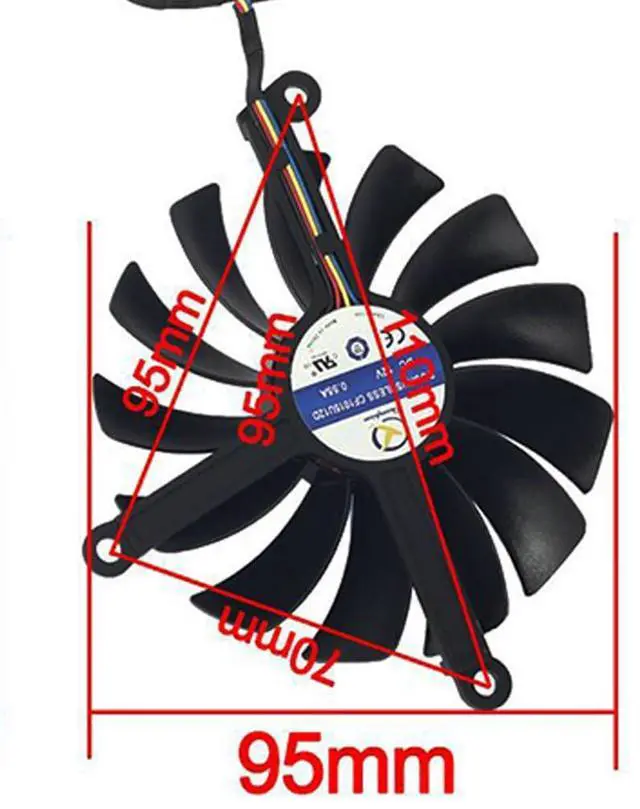 Alt view image 4 of 6 - Graphics Card Cooling Fans Suitable forXFX RX 6800 6800XT 6900XT Speedster 319 Series Desktop Video Card Cooler Fans GPU Fan CF9015U12D 85MM CF1015U12D 95mm 12V 0.55A 4Pin (Fan-C)