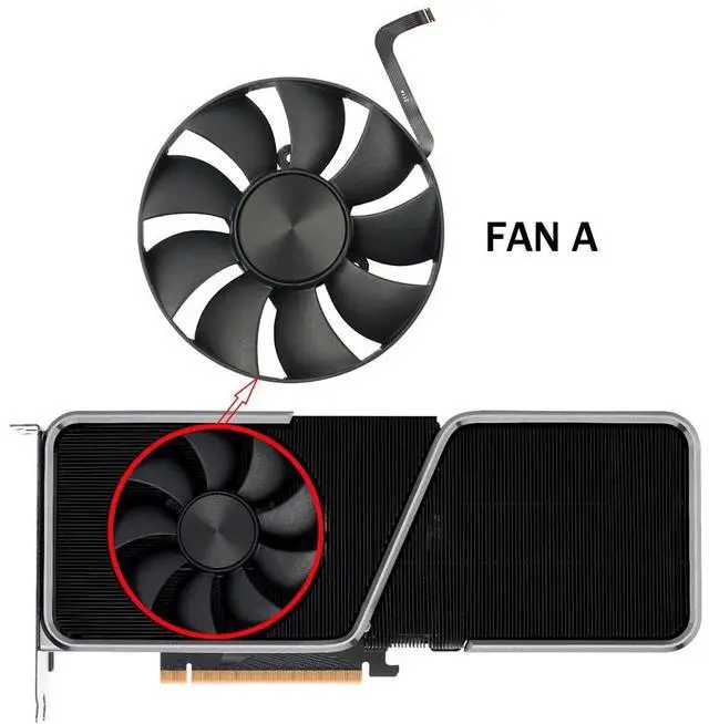 Alt view image 2 of 6 - Graphics Card Cooling Fans Suitable forNVIDIA RTX 3070TI 3080 3080Ti FE Founders Edition Desktop 12V 0.6A 6Pin DAPC0815B2UP008 DAPC0815B2UP003 AFB0912HD-02 85mm (Fan 1)