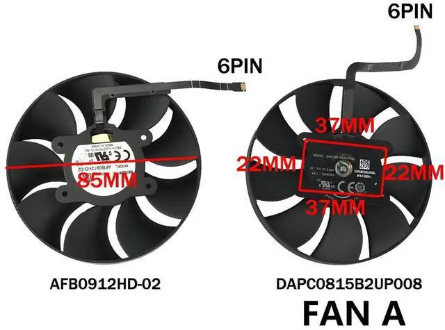 Alt view image 4 of 6 - Graphics Card Cooling Fans Suitable forNVIDIA RTX 3070TI 3080 3080Ti FE Founders Edition Desktop 12V 0.6A 6Pin DAPC0815B2UP008 DAPC0815B2UP003 AFB0912HD-02 85mm (Fan 1)