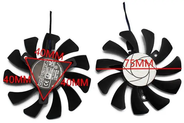 Alt view image 4 of 6 - Graphics Card Cooling Fans Suitable forMSI GeForce GT730 N730 N740 N750 GTX1030 OCV1 ITX GTX 750Ti 750 740 730 AERO ITX R7 250 Series Desktop HA8010H12F-Z 75mm 12V 0.50A 2Pin GPU Fan