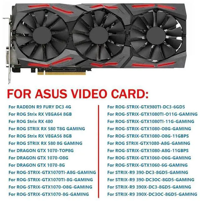 Alt view image 3 of 6 - Graphics Card Cooling Fan Replacement forASUS ROG Strix GTX 1060 1070 1070Ti 1080 1080Ti RX 570 580 480 Dragon GTX1070 Gaming Series PLD09210S12HH 85mm 12V 0.4A 6Pin Video Card Cooler Fans (Fan-A)