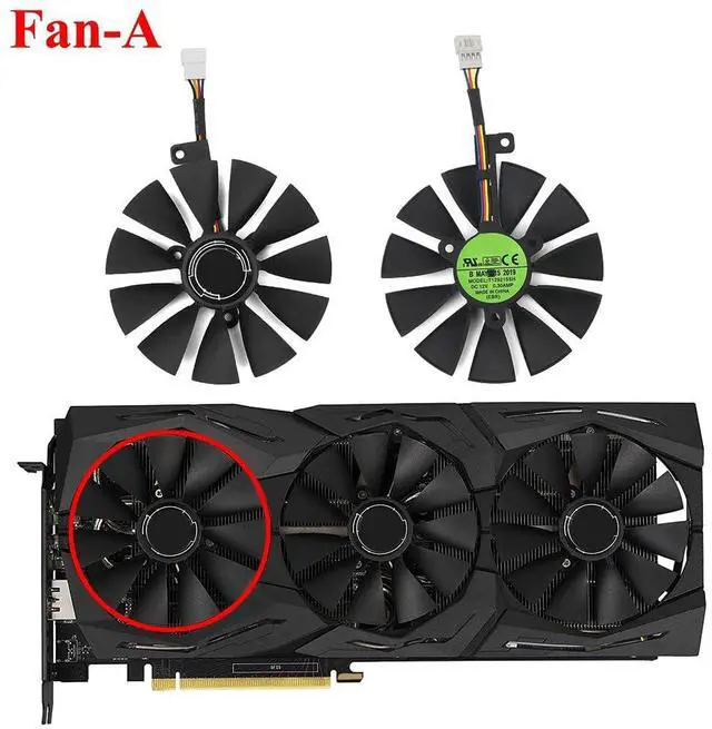 Alt view image 2 of 6 - Graphics Card Cooling Fan Replacement forASUS ROG Strix RTX 2060 2060 Super 2070 Gaming Series T129215SH T129215SL 87mm 12V 0.50A 7Pin Video Card Cooler Fans GPU Fan (Fan-A)