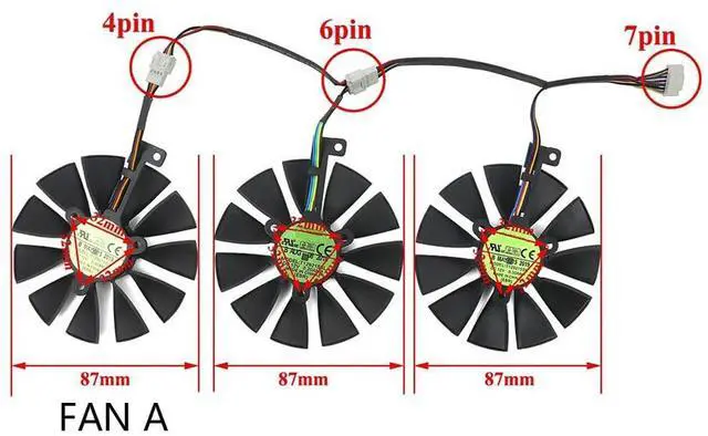 Alt view image 4 of 6 - Graphics Card Cooling Fan Replacement forASUS ROG Strix RTX 2060 2060 Super 2070 Gaming Series T129215SH T129215SL 87mm 12V 0.50A 7Pin Video Card Cooler Fans GPU Fan (Fan-A)