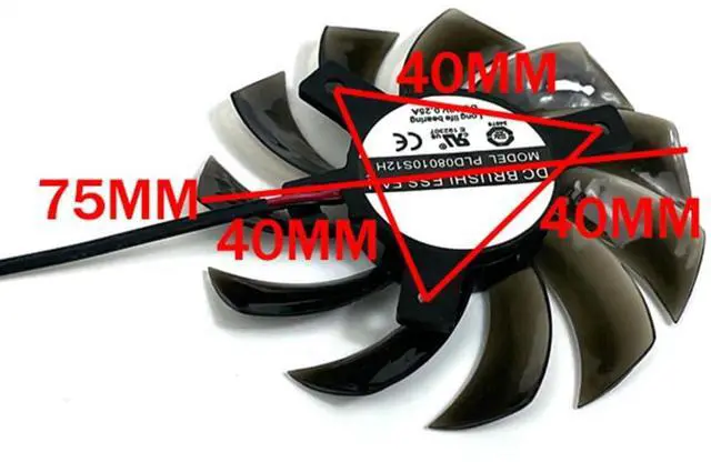 Alt view image 4 of 6 - Graphics Card Cooling Fans Suitable forEVGA GT 620 630 440 Series Desktop PLD08010S12H 75mm 12V 0.25A 2Pin Video Card Cooler Fans GPU Fan