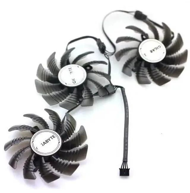 Alt view image 3 of 3 - 1Pair T128010SU DC12V 0.35A 77mm 4Pin VGA Fan forGigabyte A380 6GB Gaming OC RX6700XT 6700 6600XT Graphics Card Cooling Fan