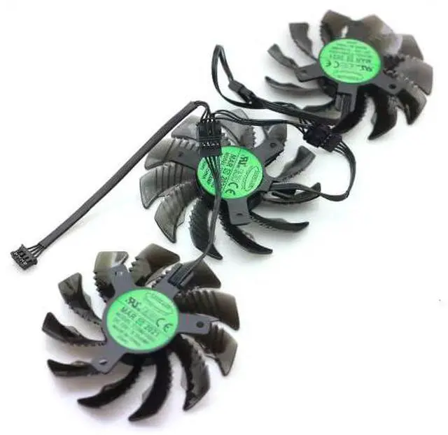 Alt view image 2 of 3 - 1Pair T128010SU DC12V 0.35A 77mm 4Pin VGA Fan forGigabyte A380 6GB Gaming OC RX6700XT 6700 6600XT Graphics Card Cooling Fan