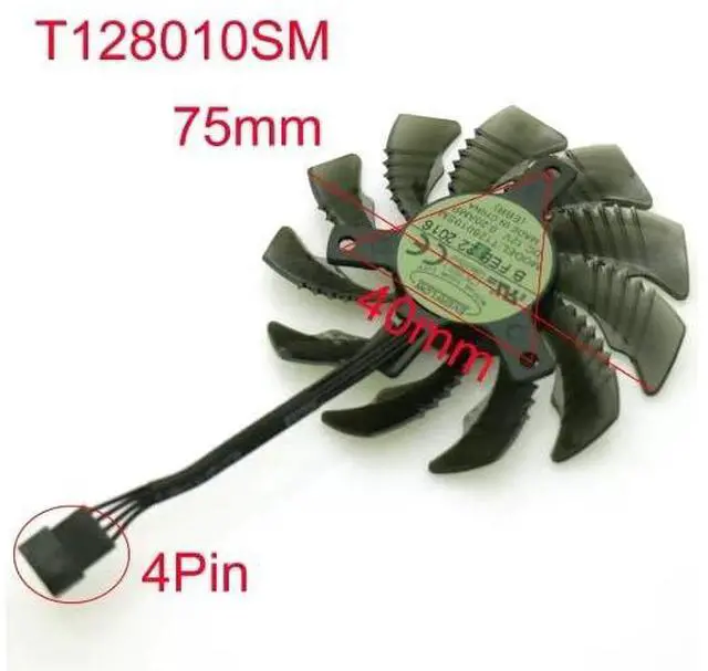 Main image of 3pcs/Lot T128010SM DC12V 0.20AMP 75mm 4Pin VGA Fan for GTX670 GTX580 560ti GTX770 Graphics Card Cooling Fan