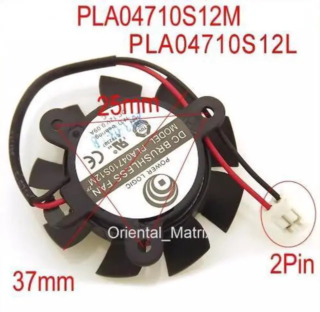 Alt view image 2 of 2 - PLA04710S12L PLA04710S12M DC12V 0.09A 37mm 25x25x25mm 4010 Graphics Card Cooling Fan 2Pin
