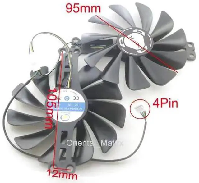 Alt view image 2 of 2 - CF1010U12S TYD10010M12LPA 12V 0.45A 95mm VGA Fan for RX6600 8GB Starry Sky Graphics Card Cooling Fan 4Pin