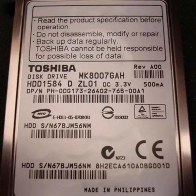 Main image of (NOT FOR HOME PC!) TucusMultitool Accessories - 1.8"" CF/PATA MK8007GAH 80GB 4200RPM Hard Drive replace MK6006GAH MK4006GAH MK4004GAH for laptop