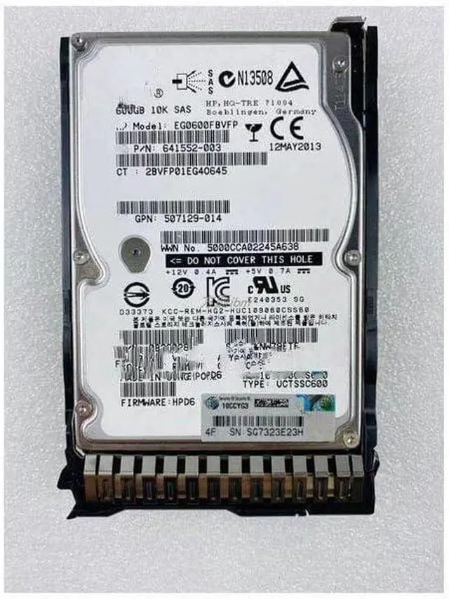Main image of (NOT FOR HOME PC!) for 652583-B21 2.5 600GB SAS 10K 653957-001 Server Hard Drive