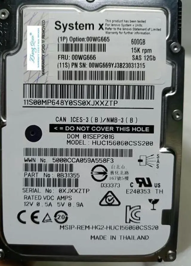 Main image of (NOT FOR HOME PC!) for 00WG666 600G 15K 12G 2.5 00WG666 00WG665 Server Hard Drive