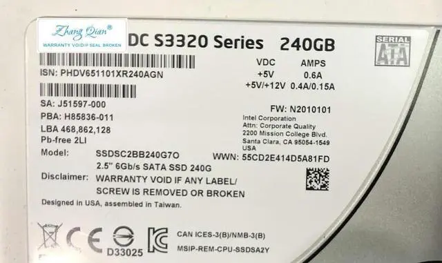 Main image of (NOT FOR HOME PC!) SSDSC2BB240G7 /SSDSC2BB480G7 for S3520 Series 240GB 480G 2.5 SATA III Enterprise SSD Hard Drive