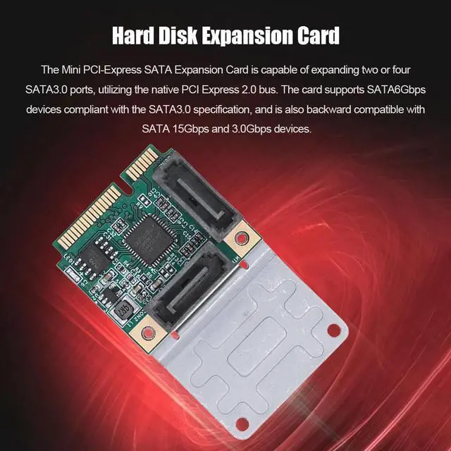 Alt view image 3 of 6 - Mini PCI-E To SATA3.0 Riser Card M.2 PCI-E 2.0 Converter B+M Key SSD Adapter Card 5/2.5 Gbps 2/4 SATA 3.0