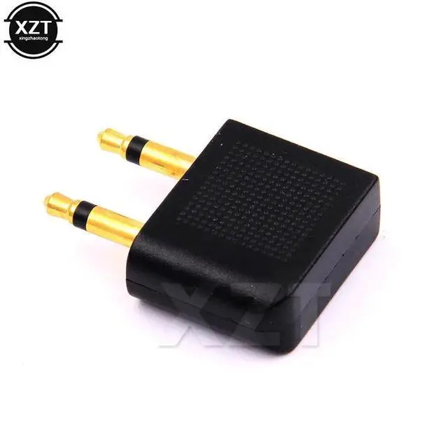 Alt view image 2 of 4 - New Gold Nickel plated Air Plane 3.5mm Airplane Airline Headphone Mono Audio Converter Travel Jack Plug Splitter Adapter