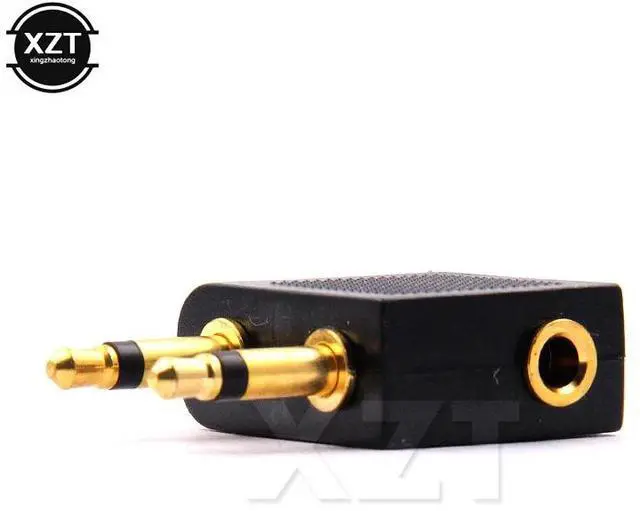 Alt view image 3 of 4 - New Gold Nickel plated Air Plane 3.5mm Airplane Airline Headphone Mono Audio Converter Travel Jack Plug Splitter Adapter
