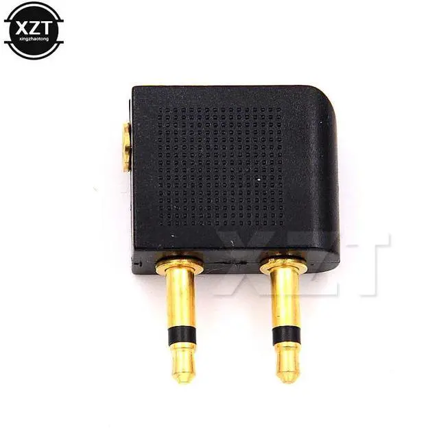 Alt view image 4 of 4 - New Gold Nickel plated Air Plane 3.5mm Airplane Airline Headphone Mono Audio Converter Travel Jack Plug Splitter Adapter