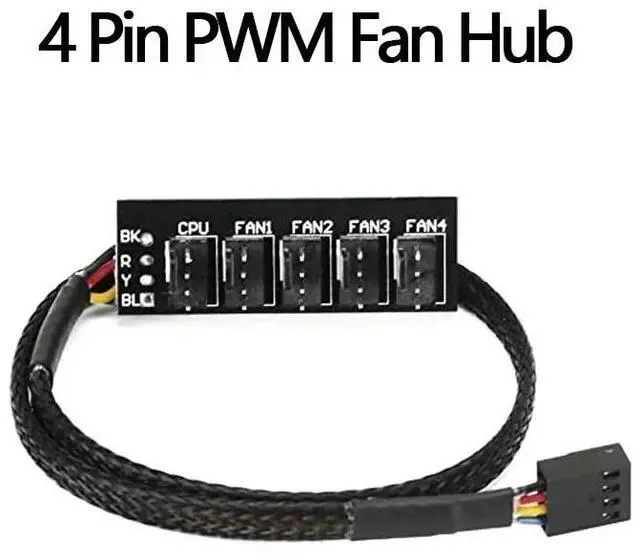 Main image of 4/3PIN PWM Fan Hub CPU Cooling Fan Power Cable Hub Adapter Sleeved Case Splitter for Computer Cooler Case Fans 1 to 5(15.7 Inch)